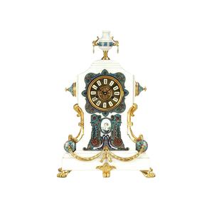 Антикварные Латунные Литые 15 дней повторитель механических каминных и мраморных часов с белой мраморной чашей для фруктов - Product Image 1