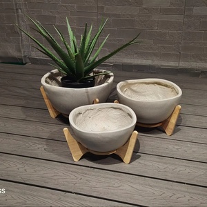 Sale LightWeight Fiber <b>Clay</b> Wood Leg Flowerpot <b>Planters</b> for Nursery <b>Pots</b> Villa Indoor Outdoor Tree Flower Decor - Product Image 1