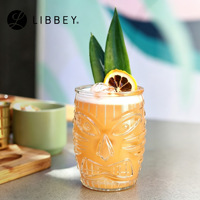 Libi Creative Verre en verre sodocalcique sans pied et sans couvercle, style Tiki Hawaïen Totem Ghost-Face, pour jus, bière, cocktails et boissons froides