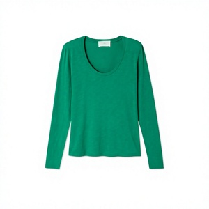 Camiseta de Manga Larga para Mujer de la Mejor Calidad, Tejido Jersey Suave, Cuello Redondo, Top Básico Informal, Fabricante de Ropa OEM ODM, Venta al Por Mayor - Product Image 3