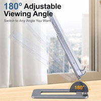 Support de téléphone et tablette pliable en aluminium réglable à 180 degrés, support de bureau portable réglable en hauteur pour smartphone et tablette
