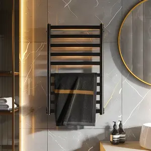 Professional Heated Towel Rail 304 Stainless Steel Black Bathroom Towel Warmer Dryer Racks