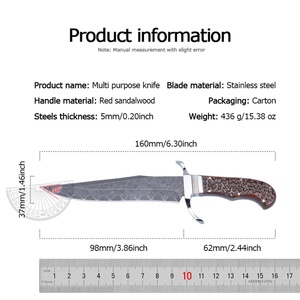 Couteau de poche tactique personnalisable Bowie, lame en acier inoxydable, manches en bois, chasse, bricolage, usage industriel, OEM - Product Image 6