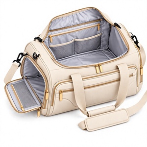 Bolsa de Viaje Deportiva Personalizada Color Crema, Bolsa de Gimnasio de Gran Capacidad con Múltiples Bolsillos, Bolsa de Fin de Semana - Product Image 4