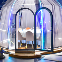 Maison complète, tente de glamping préfabriquée transparente en polycarbonate de luxe portable, dôme à bulles géodésique en verre igloo