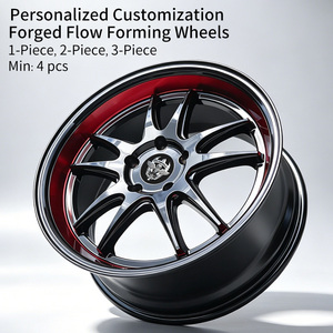 Rines FLowtone de 18 Pulgadas 5x114.3/100/112, Diseño Cóncavo, Multirradio, Borde Negro Mecanizado, Pintura Roja Transparente, Rines de Alta Calidad - Product Image 2