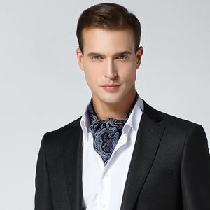 Écharpe en <span class=keywords><strong>soie</strong></span> polyester personnalisée par le fabricant, cravate <span class=keywords><strong>Ascot</strong></span> multicolore de style britannique pour homme, pour tenue formelle - Product Image 2