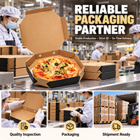 Boîte à pizza en carton ondulé personnalisée, imprimée en couleur, avec design pliable intégré - Anti-graisse, certifiée FDA et écologique