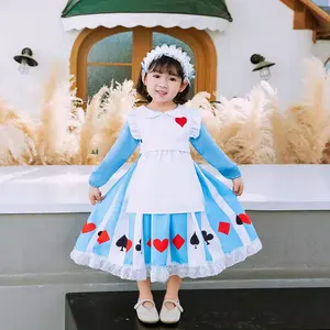 2024 nuevos diseños niñas Lolita niños de manga larga princesa Alice vestido mucama niño vestido disfraces para fiesta cumpleaños