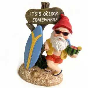 Estatueta de jardim de neve 15cm branco e os sete anões, estatueta de resina de surf gnome de jardim para presente de feriado, em estoque, ideal para vendas