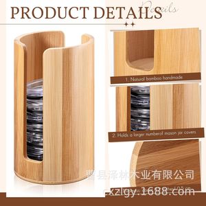 Wooden Mason <b>Jar</b> Lid <b>Storage</b> Cylinder M Size Multi Functional Organizer <b>For</b> <b>Kitchen</b> Use - Product Image 3