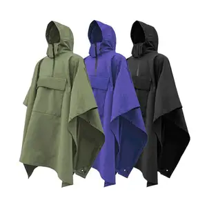 OEM Wholesale custom Unisex Outdoor rain poncho Polyester coated rain jacket waterproof men rain coat