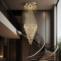 Lustre moderne en cristal LED doré, design goutte de pluie, de luxe, pour villa, grand hall, plafond haut, montage encastré, couloir, entrée, escalier, Kalux