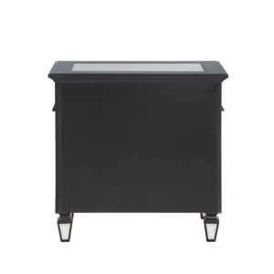 Black Mirrored Nightstand With 2 <b>Drawers</b> Wooden Furniture Glam Luxury Bedroom <b>Storage</b> <b>Drawer</b> - Product Image 5