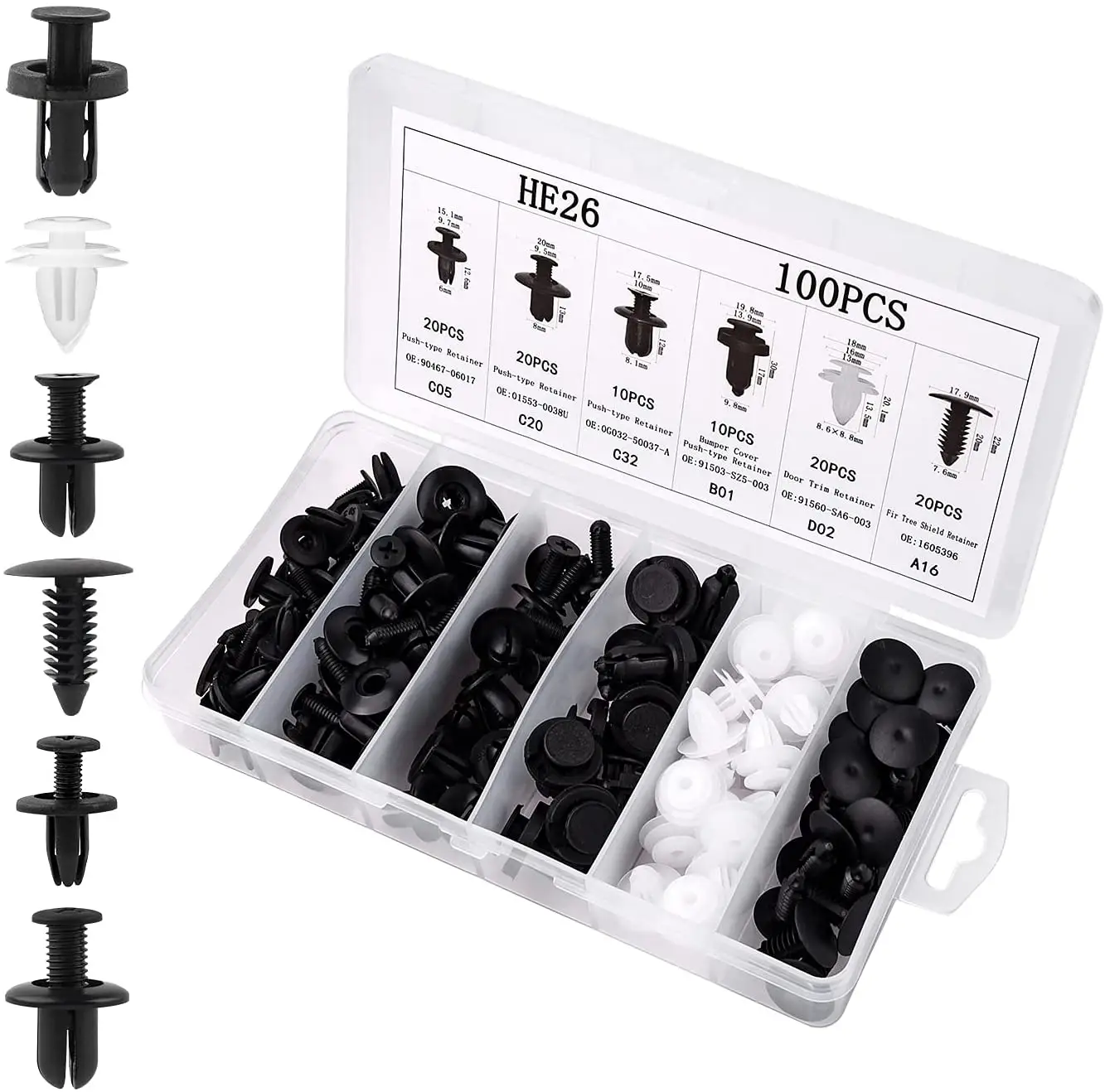 Auto Accessoires 100Pcs Trim Panel Retainer Fastener Kit Gemengde Auto Fastener Clip Auto Body Push Retainer Pin Klinknagel Clips