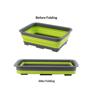 Draagbare opvouwbare rechthoekige wasbak van huishoudelijk plastic voor gebruik in keuken, badkamer, buiten en tijdens reizen - Product Image 4