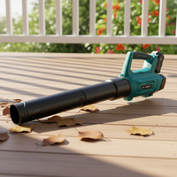 Souffleur à feuilles sans fil léger à moteur CC à balais, conception à 2 tubes, vitesse de l'air de 28 m/s, débit d'air de 505 m/h, faible bruit pour la maison et le jardin