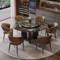 Table à manger en marbre épais avec chaise inclinable pour petits appartements, design méditerranéen, luxe léger, moderne et simple pour la maison