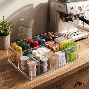 Organisateur <span class=keywords><strong>de</strong></span> comptoir en acrylique transparent pour bar à café, multi-compartiments, pour <span class=keywords><strong>sirop</strong></span>, crème, thé - Product Image 2