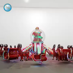 Manège de Noël le plus populaire sur le thème du Père Noël et du renne, avec traine et avion télécommandé, pour le carnaval - Product Image 1