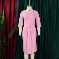 Nouvelle Collection Été – Robe Crayon Chic et Élégante pour Femme, Coupe Slim, Froncée, Unie, Idéale Soirées et Cérémonies, Grandes Tailles Disponibles