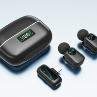 Mikrofon Lavalier Nirkabel 2.4G Baru Mini 8 Peredam Kebisingan Cerdas dengan Layar Digital dan Kotak Pengisian Daya untuk Konferensi