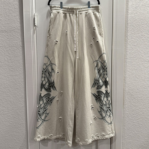 Tùy Chỉnh Ngâm Faded Mặt Trời In Chất Lượng Cao Cotton Retro Đường Phố Lỏng Rộng Chân Phẳng Thể Thao Quần Nam-Giản Dị Mùa Đông - Product Image 6