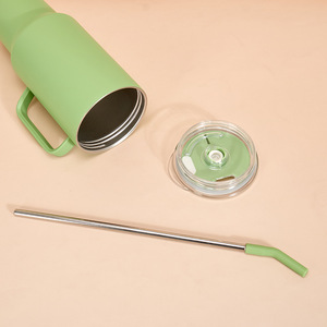 Vaso Térmico de Acero Inoxidable Estilo Europeo de 40 oz con Asa y Pajita, 6 Colores, para Uso en Coche - Product Image 2