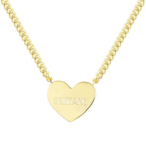Collier ras du cou en acier inoxydable plaqué or avec chaîne à maillons et pendentif cœur gravable et personnalisable pour anniversaire - Product Image 3