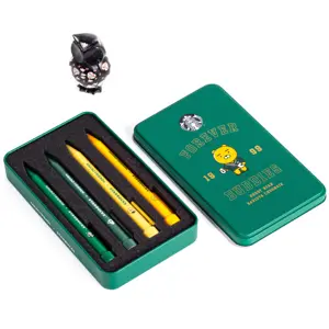 Mühür kalem Kawaii promosyon hediye takım desen baskılı Logo reçine hatıra lüks özel noel tükenmez kalem kutusu ile