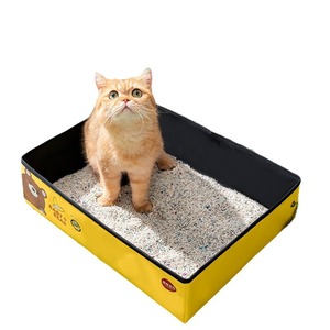 Bac à litière pour chat pliable portable extra large pour chaton et voyages en plein air, modèle rectangulaire - Product Image 5