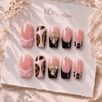 Uñas Postizas Francesas Instantáneas con Acabado de Salón, Curva Cuadrada 2.5, Hechas a Mano en 3D con PMMA, Cobertura Completa, Desmontables, Sin UV
