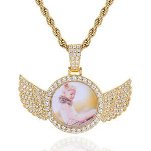 Colgante de Moissanita con Alas de Ángel Brillantes, Plata 925, VVS, Amuleto Conmemorativo, Certificado GRA, Pasa el Test de Autenticidad, Joyería Hip Hop Personalizada de Ángel Guardián - Product Image 1