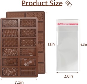 2Pcs <b>Mini</b> Silicone <b>Chocolate</b> Bar Mold Break Apart Non-stick Small <b>Chocolate</b> Candy Bar Molds Wax Melt Molds for <b>Chocolate</b> Bar - Product Image 2