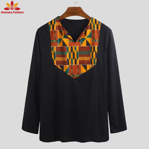 T-shirt manches longues <span class=keywords><strong>pour</strong></span> hommes, vêtements africains, imprimé, en coton, patchwork, à la mode, collection <span class=keywords><strong>2020</strong></span> - Product Image 3