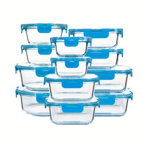 18 Piece <b>Microwavable</b> Leakproof Heat Resistant High Borosilicate Glass Eco-Friendly Food Storage Container <b>Set</b> BPA Free - Product Image 1