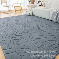 Nouveau Tapis Rectangulaire Double Jacquard en Peluche 2026, Tissé à la Machine, Motif Uni, Épais et Antidérapant pour Salon et Chambre à Coucher, Chine