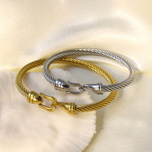 Stainless Steel Geometric Cable Braided Bracelet Horseshoe Buckle Unisex Jewelry Gift Fashion Cuff Bracelets - Product Image 1