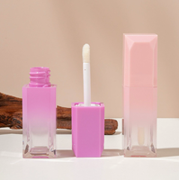 Flacon de brillant à lèvres carré de 6 ml, couleur dégradée, emballage individuel, rouge, en plastique