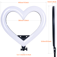 Offre Spéciale Dimmable 19 pouces maquillage en forme de coeur anneau lumineux led cercle selfie anneau lumière avec support de téléphone cellulaire support de trépied, CRI>90