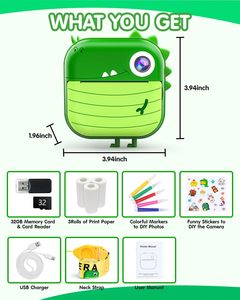 Juguete de tendencia superior 2024 cámara digital para niños cámara de dinosaurio de impresión instantánea cmara instantánea para nios - Product Image 6