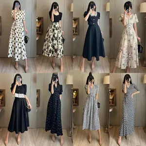 Factory Direct Sales Summer Used Chiffon Dress Digital Printing Fashion Long Dress Plus Size Casual Women's Dress