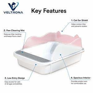 Lettiera per Gatti Grande Semi-Chiusa in Plastica Quadrata con Protezione Anti-Schizzi e Controllo Odori, Facile da Pulire, Rosa - Product Image 4