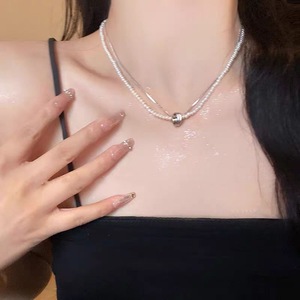 Đồng ngọc trai rắn xương chuỗi đôi lớp đính cườm Vòng cổ với hạt chuỗi hợp thời trang cao cấp phong cách của phụ nữ Quà Tặng - Product Image 5