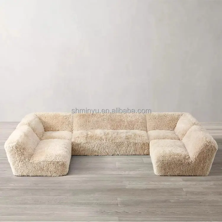 Sang Trọng Trong Nhà Phong Cách Bắc Âu Ấm Áp Vải Sang Trọng Cashmere Sofa Đặt Thấp Slung Chỗ Ngồi Modular Sofa