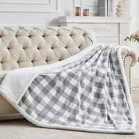 Plaid Sherpa ultra doux, chaud et épais à double couche avec motif écossais personnalisé pour l'hiver