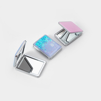 Miroirs de poche rectangulaires Winway, double face, avec paillettes liquides, miroir compact pour le maquillage, miroir personnalisé avec logo
