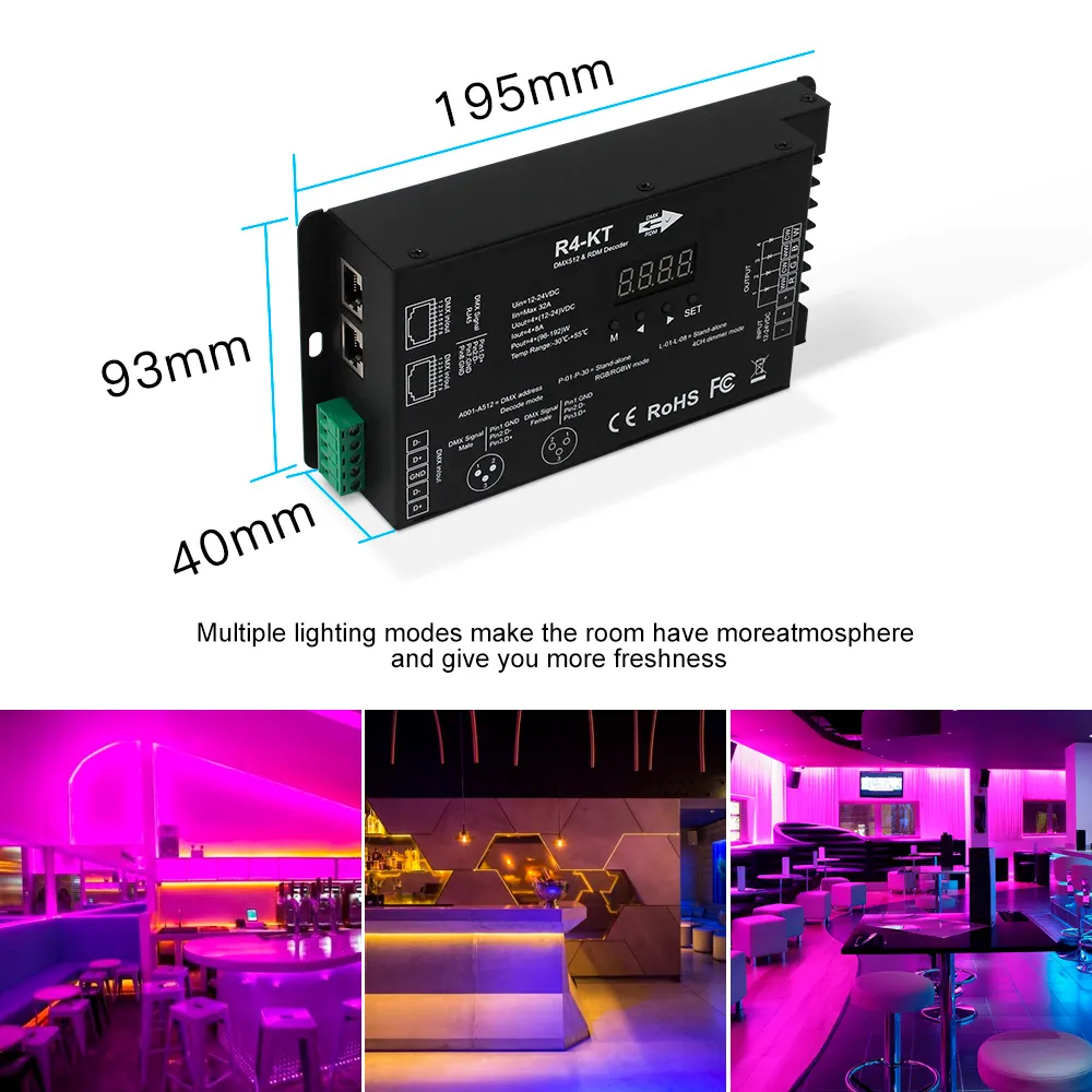 Neuester 4-Kanal-dmx-LED-Controller RGB Konstante Spannung dmx512 rdm dmx pwm dmx rdm Decoder für LED-Streifen