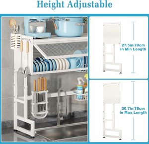 Trend Double Tier Wall Mounted Folding Carbon Steel Multifunction <b>Dish</b> Drying <b>Rack</b> Storage Kitchen <b>Dish</b> Drainer Eco-Friendly - Product Image 2