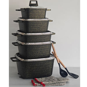 Batterie de cuisine Elite 16 pièces forgée antiadhésive, comprenant des casseroles carrées 20-32 cm, une casserole 28 cm peu profonde, finition mouchetée et distribution uniforme de la chaleur - Product Image 6